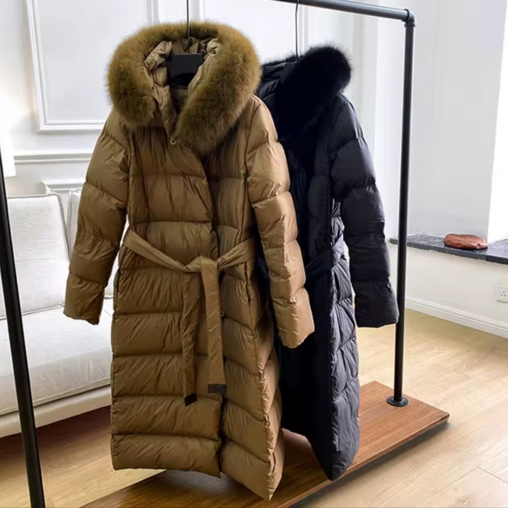 Real Fur Jacket 2025 Winter Women White Duck Down Jackets Ultra Light Warm - Picture 4 of 8